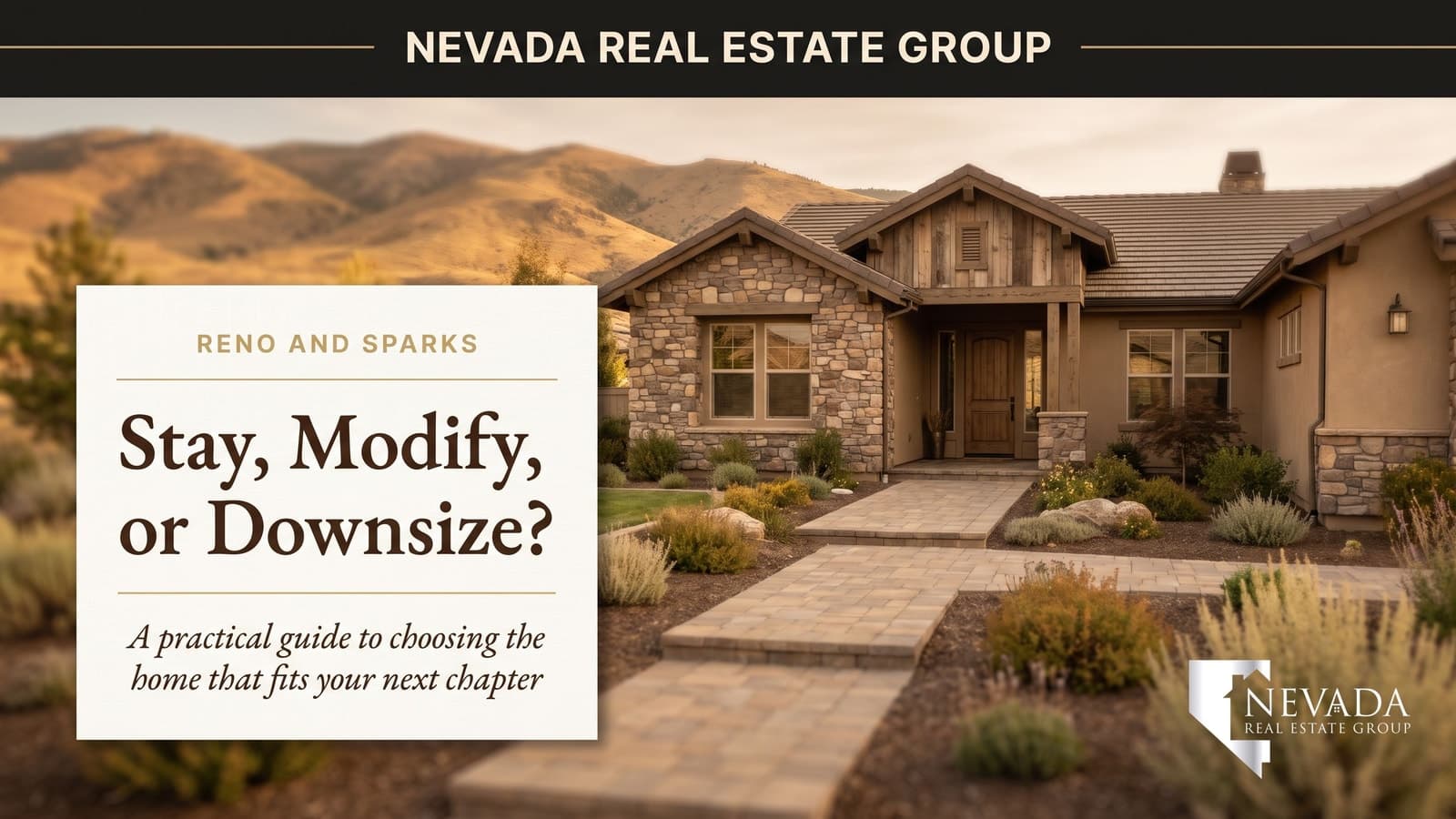 Single-level Northern Nevada home with an inviting entry and Sierra foothill setting