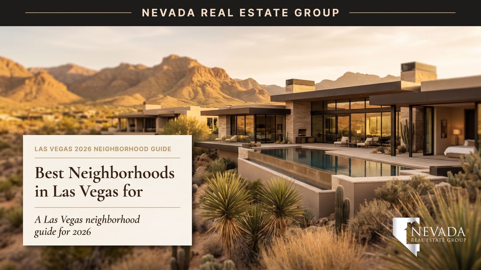 Aerial view of Las Vegas master-planned neighborhood with mountain backdrop