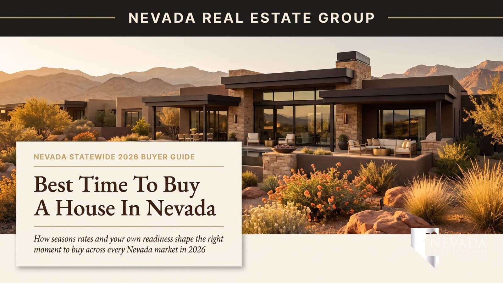 Nevada home at golden hour — best time to buy a house in Nevada 2026 guide