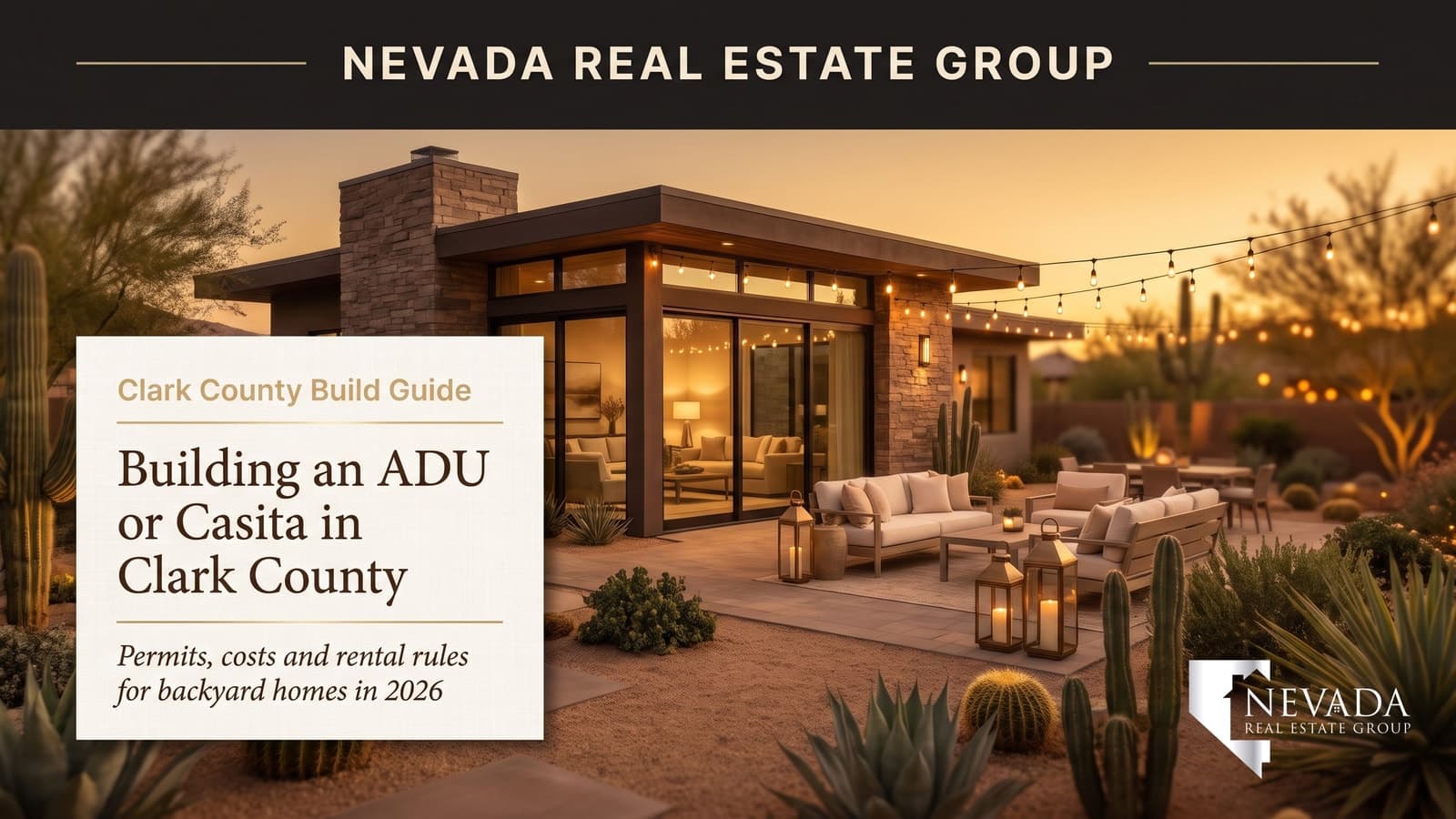 Detached backyard casita ADU built with permits in a Clark County Las Vegas backyard in 2026