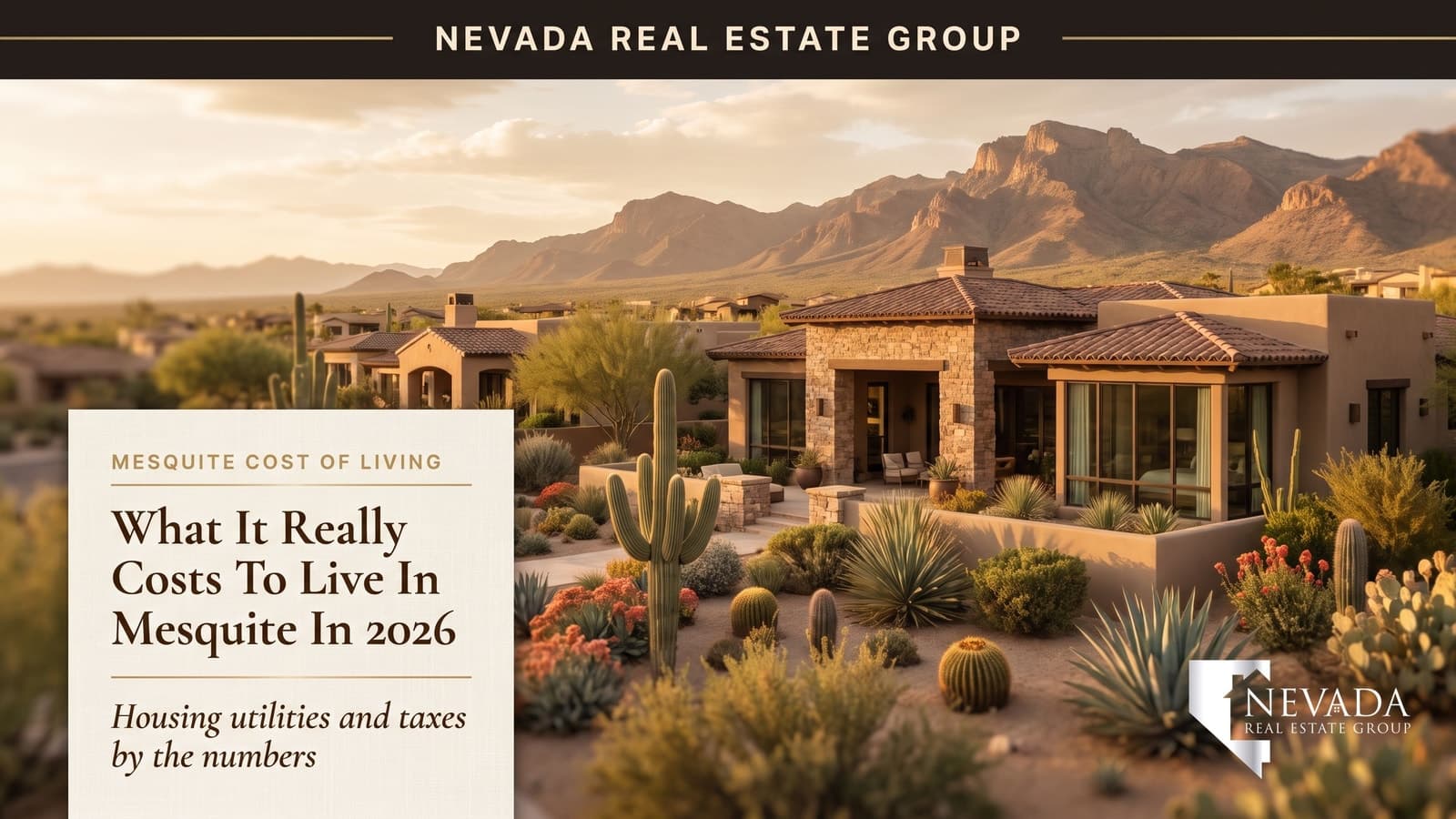 Mesquite Nevada desert golf-town neighborhood below the red mesas — cost of living in Mesquite 2026