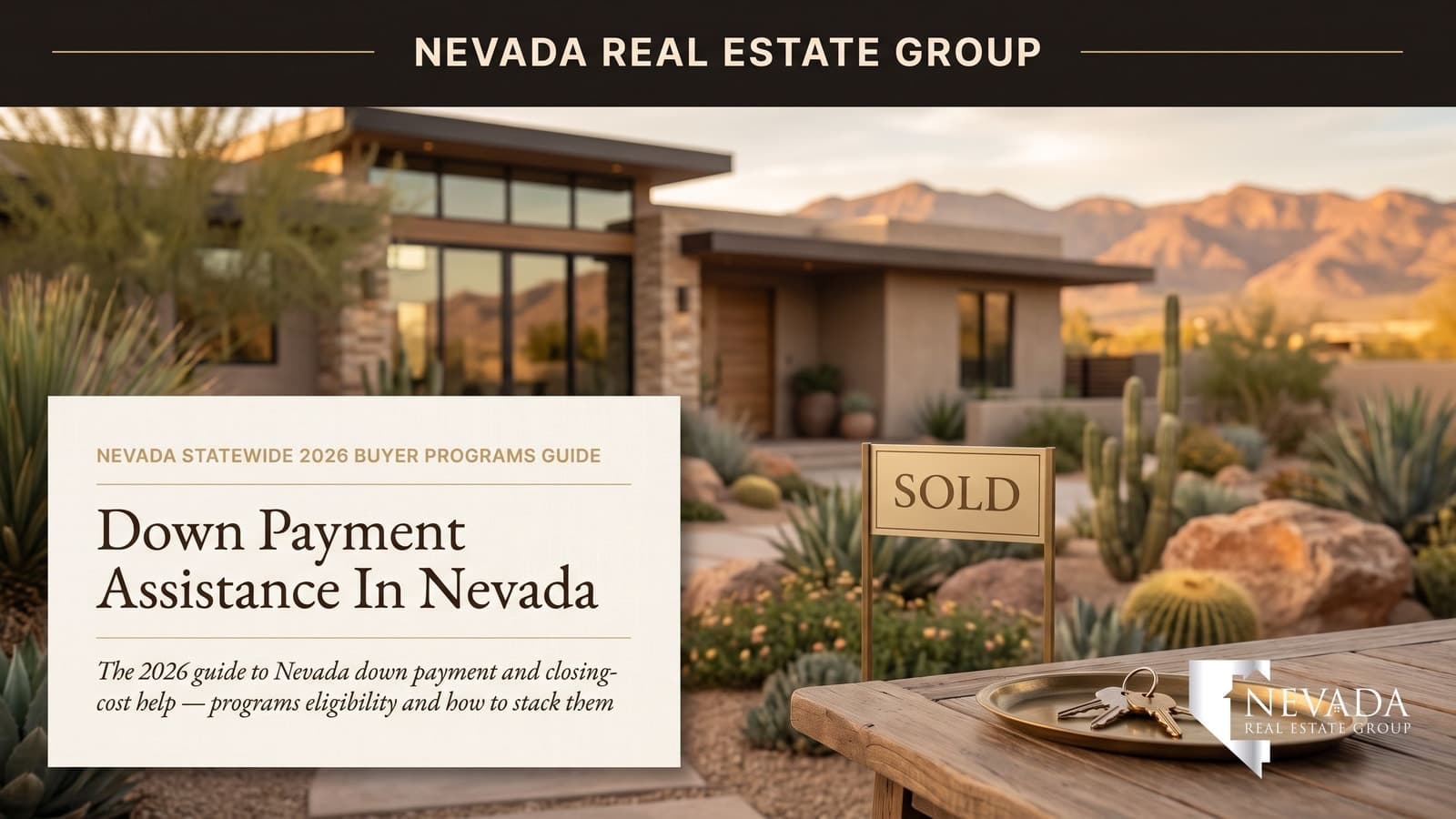 New Nevada homeowners with keys outside a starter home — down payment assistance in Nevada 2026 guide