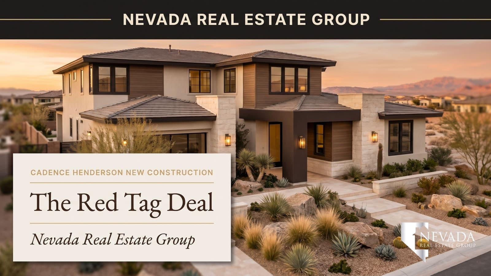 New construction two-story home at Cadence master plan in Henderson Nevada with desert landscaping