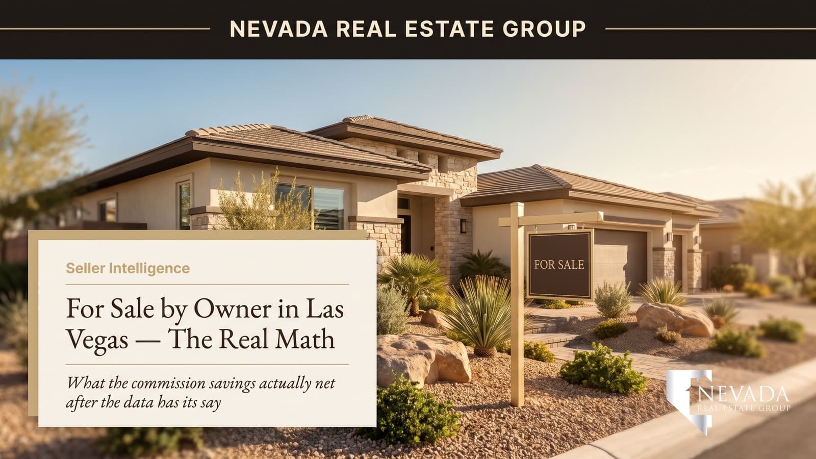 For sale by owner sign in front of a Las Vegas home 2026 — the real FSBO math on commission savings versus sale price