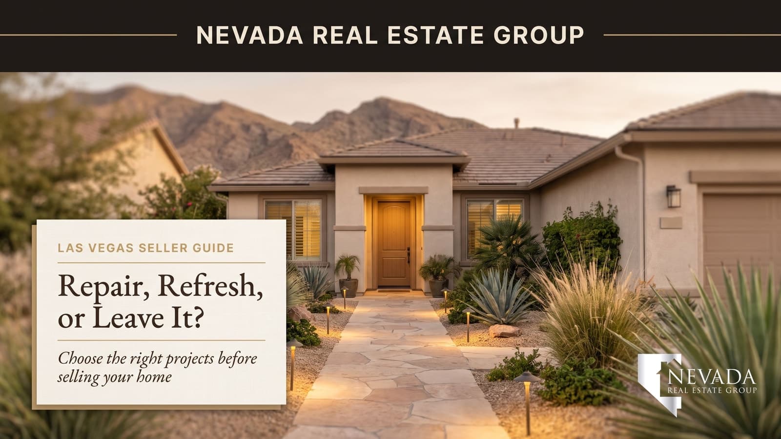 Well-maintained Las Vegas home with a welcoming entry and restrained desert landscaping