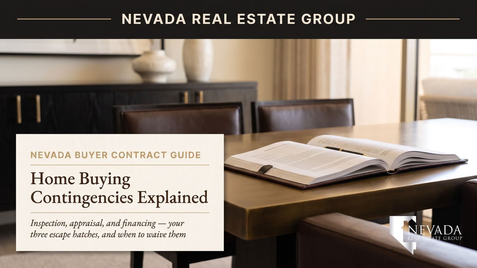 Nevada homebuyer reviewing purchase contract contingencies with an agent in 2026