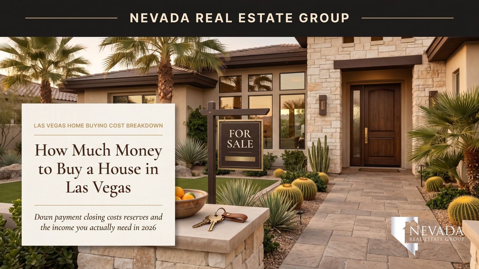 Las Vegas valley single-family homes with the Strip skyline beyond, illustrating the total cash and income a buyer needs to purchase a house in Las Vegas in 2026
