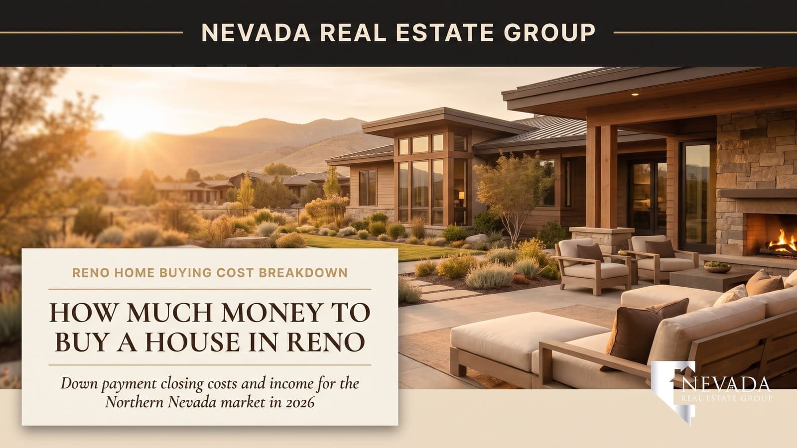 Reno Nevada single-family homes with the Sierra Nevada foothills beyond, illustrating the total cash and income a buyer needs to purchase a house in Reno in 2026