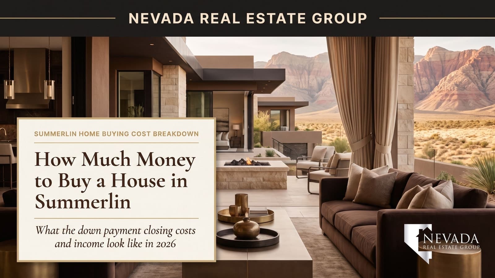 Summerlin master-planned community homes with the Red Rock escarpment beyond, illustrating the total cash and income a buyer needs to purchase a house in Summerlin in 2026
