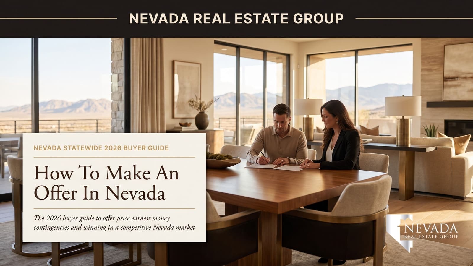 Buyer signing a purchase offer in a Nevada home — how to make an offer on a house in Nevada 2026