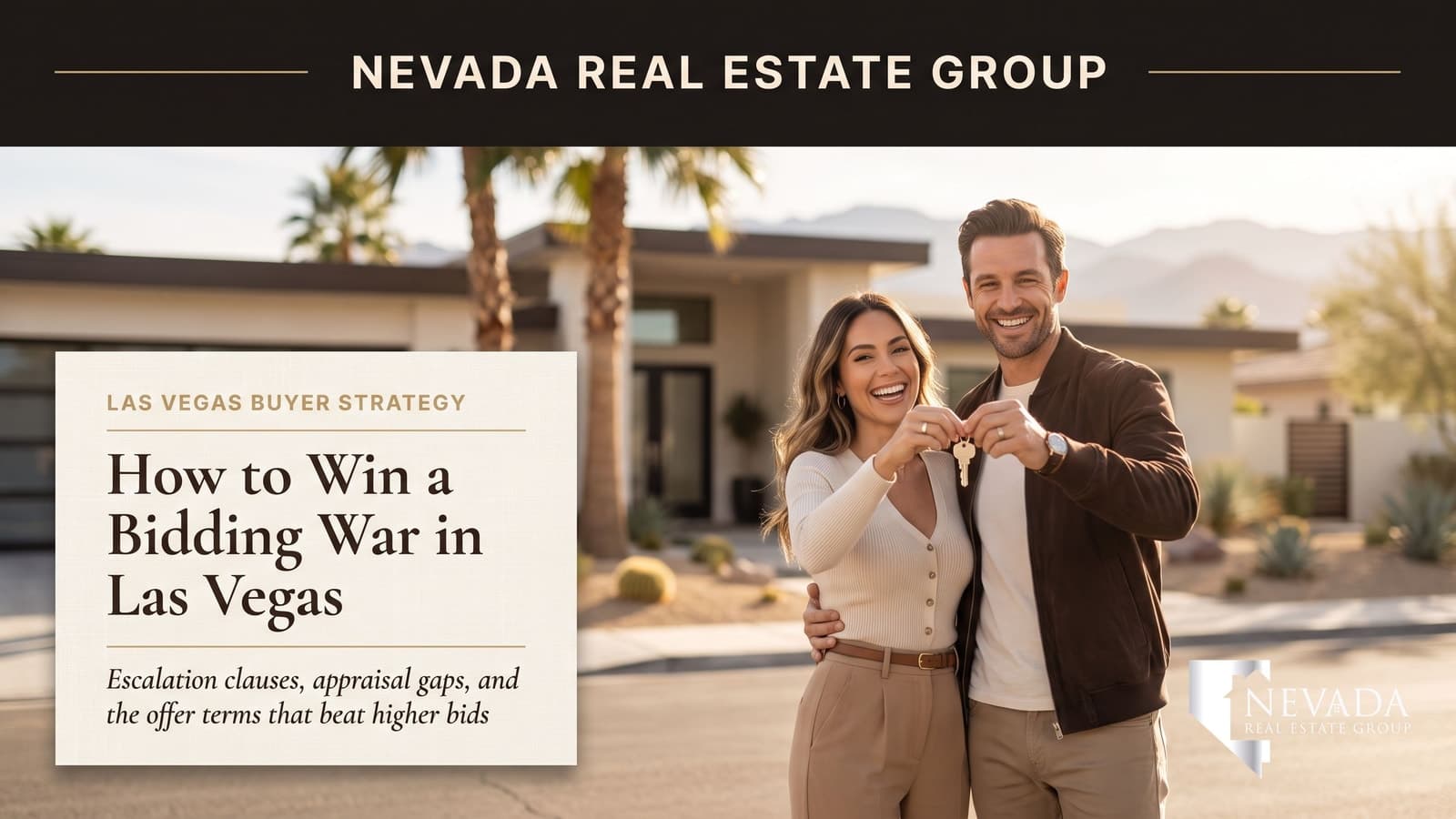 Las Vegas homebuyers celebrating a winning offer in a competitive bidding war 2026