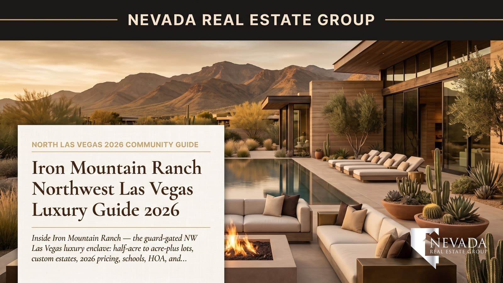 Custom hillside estate inside Iron Mountain Ranch with mountain backdrop in northwest Las Vegas