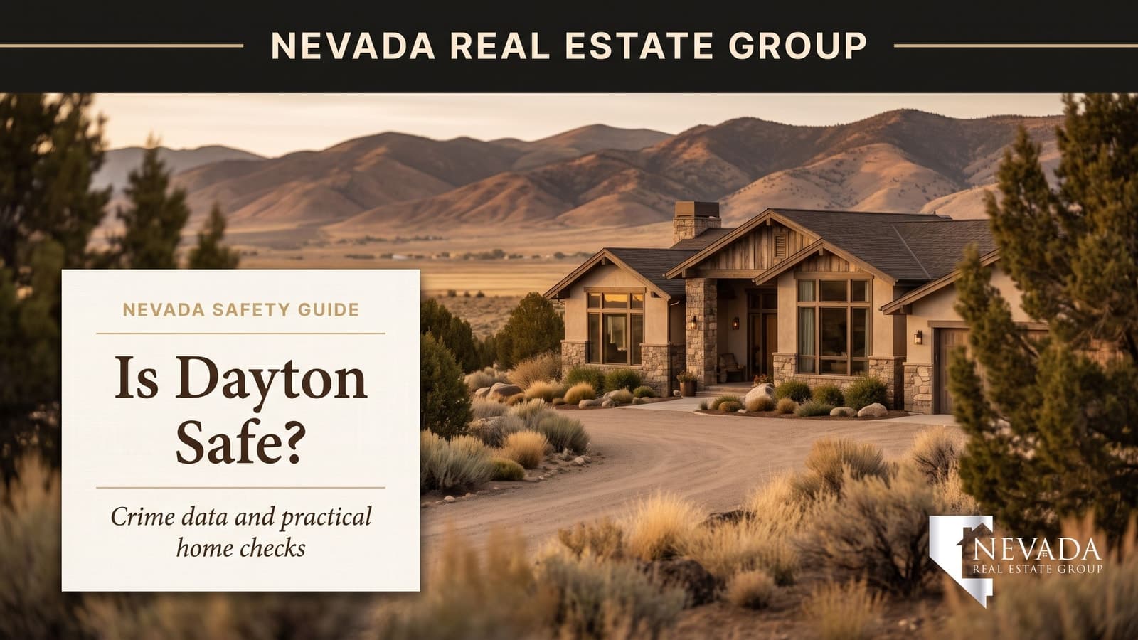 Illustrated Dayton Nevada ranch home with an open driveway and distant Virginia Range hills
