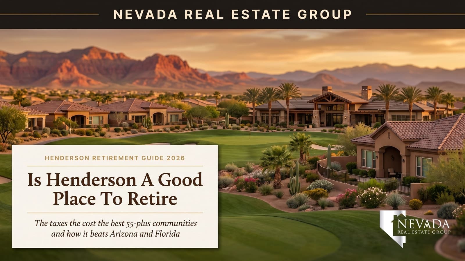 Sun City Anthem Henderson active-adult community at golden hour — is Henderson a good place to retire 2026