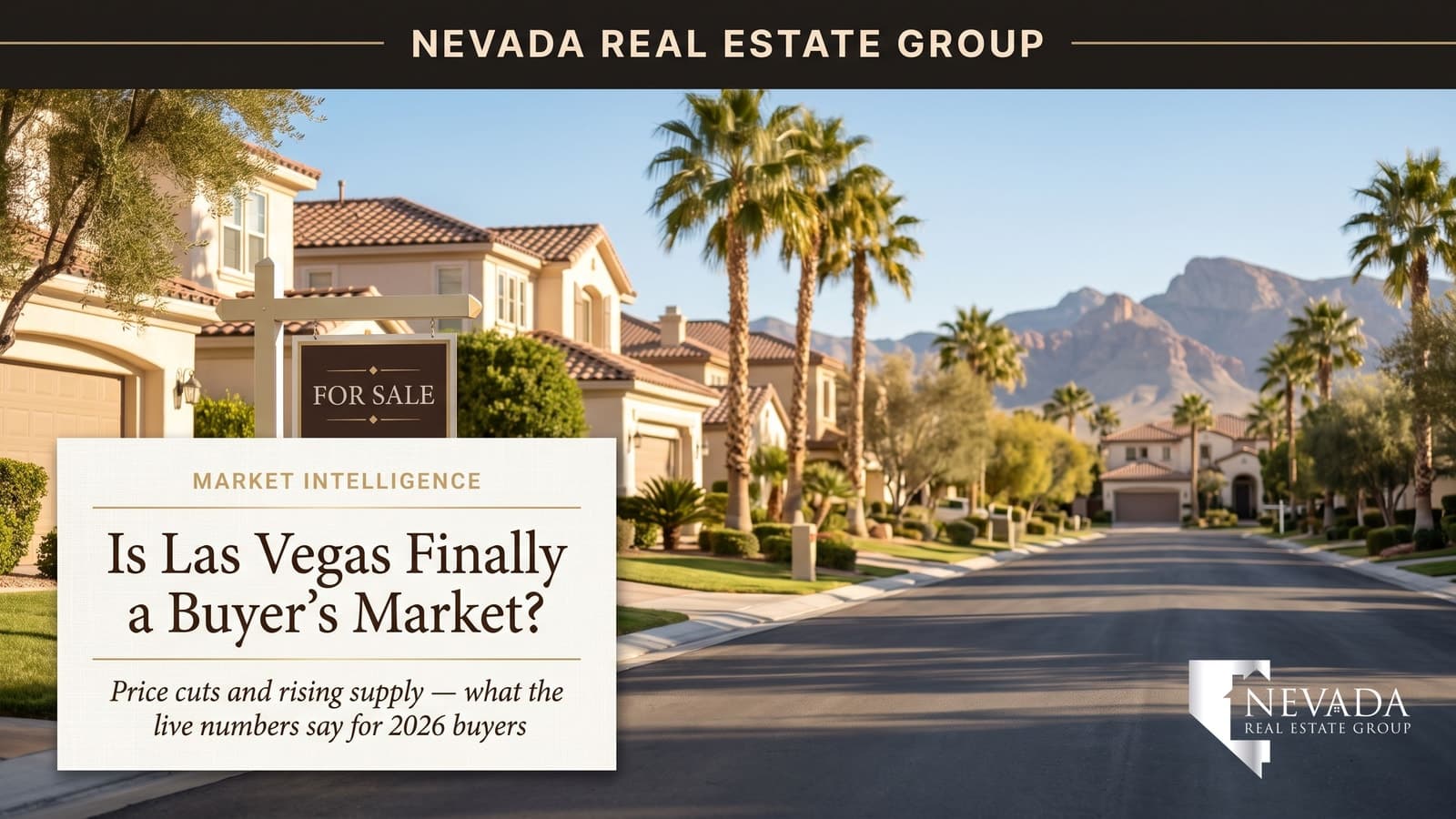 Price-reduced for-sale listing in a sunlit Las Vegas neighborhood in 2026, when 43 percent of active listings had cut their asking price