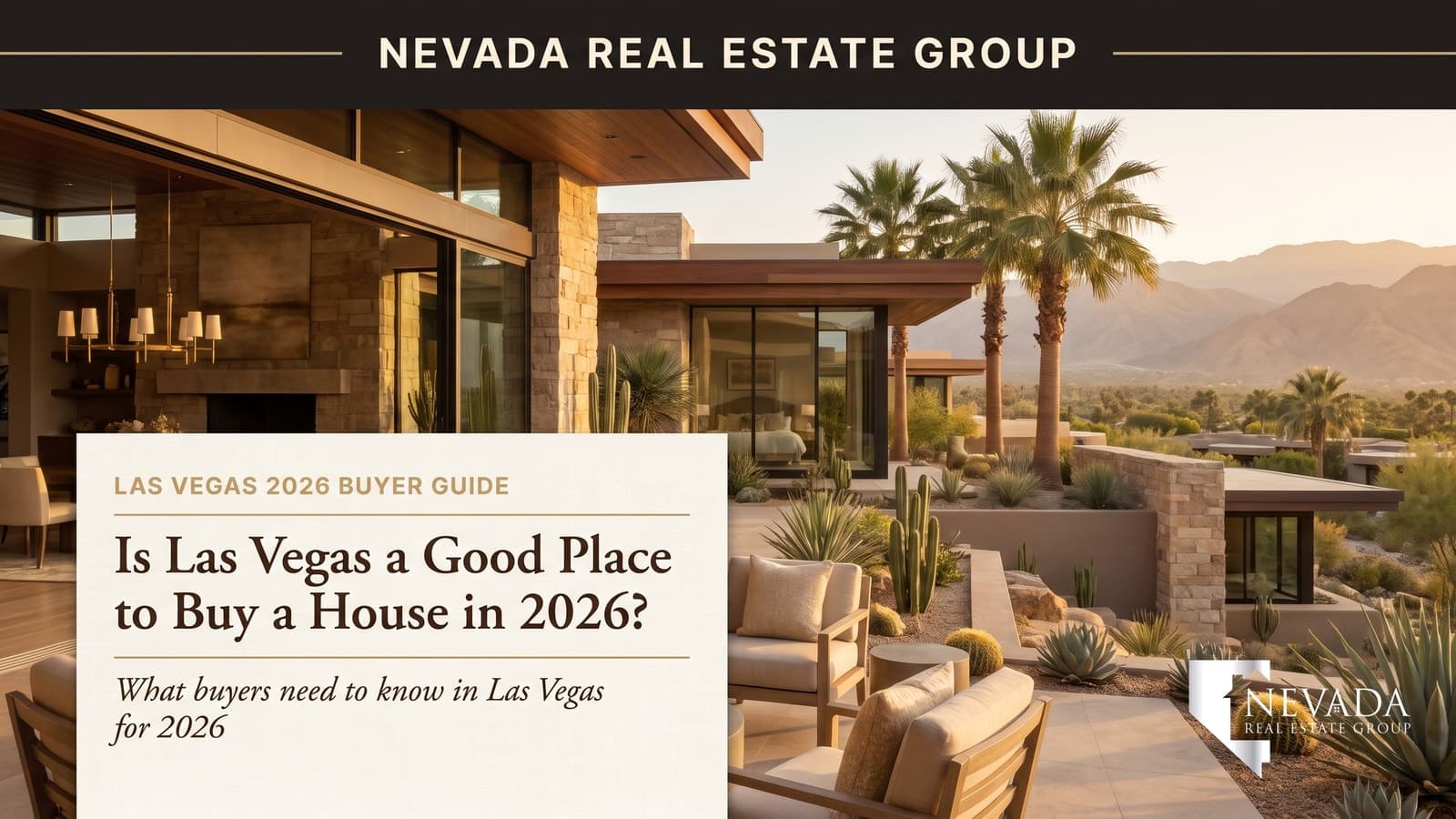 Las Vegas valley residential neighborhood with Red Rock Canyon mountains in background, single-family homes at dusk