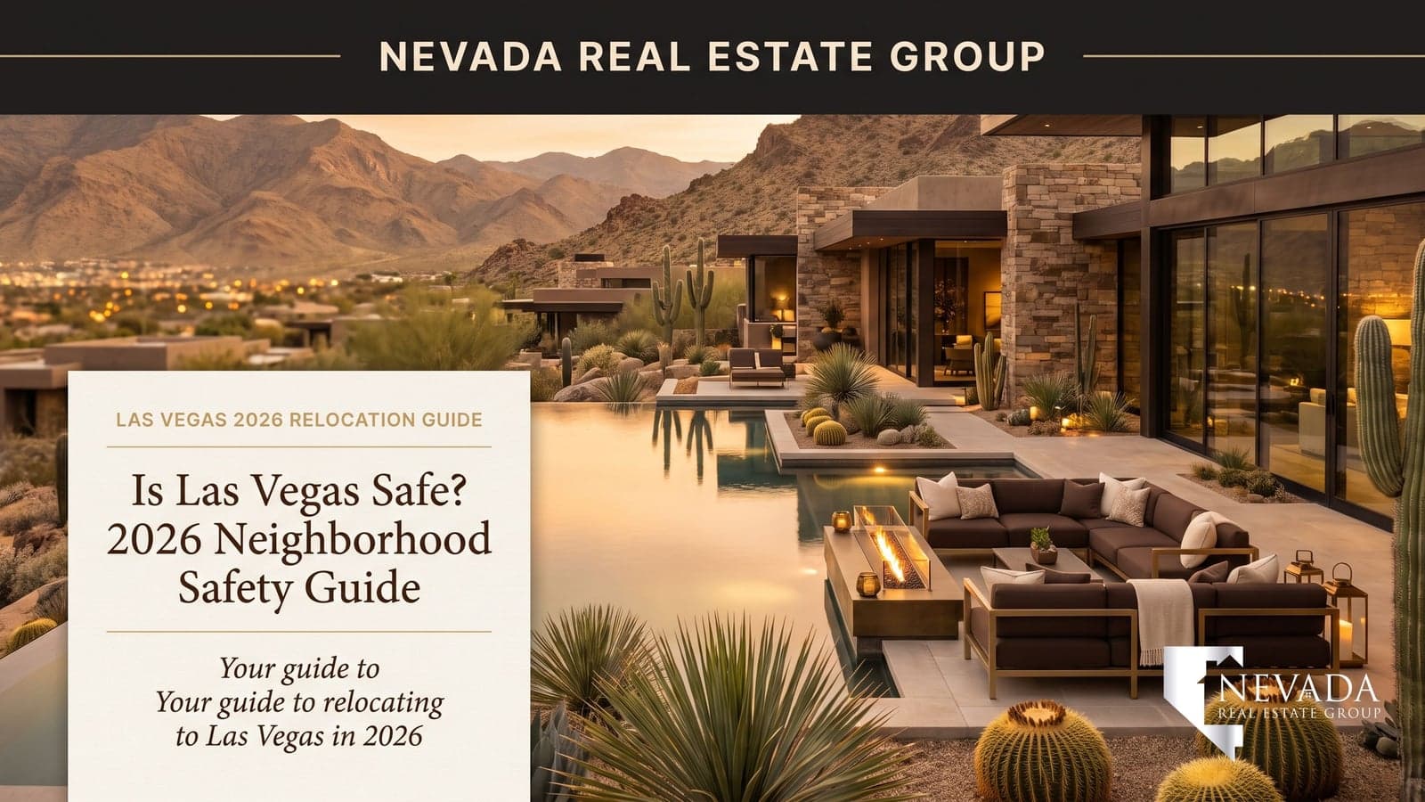 Las Vegas suburban neighborhood street at sunset — is Las Vegas safe to live in 2026 guide