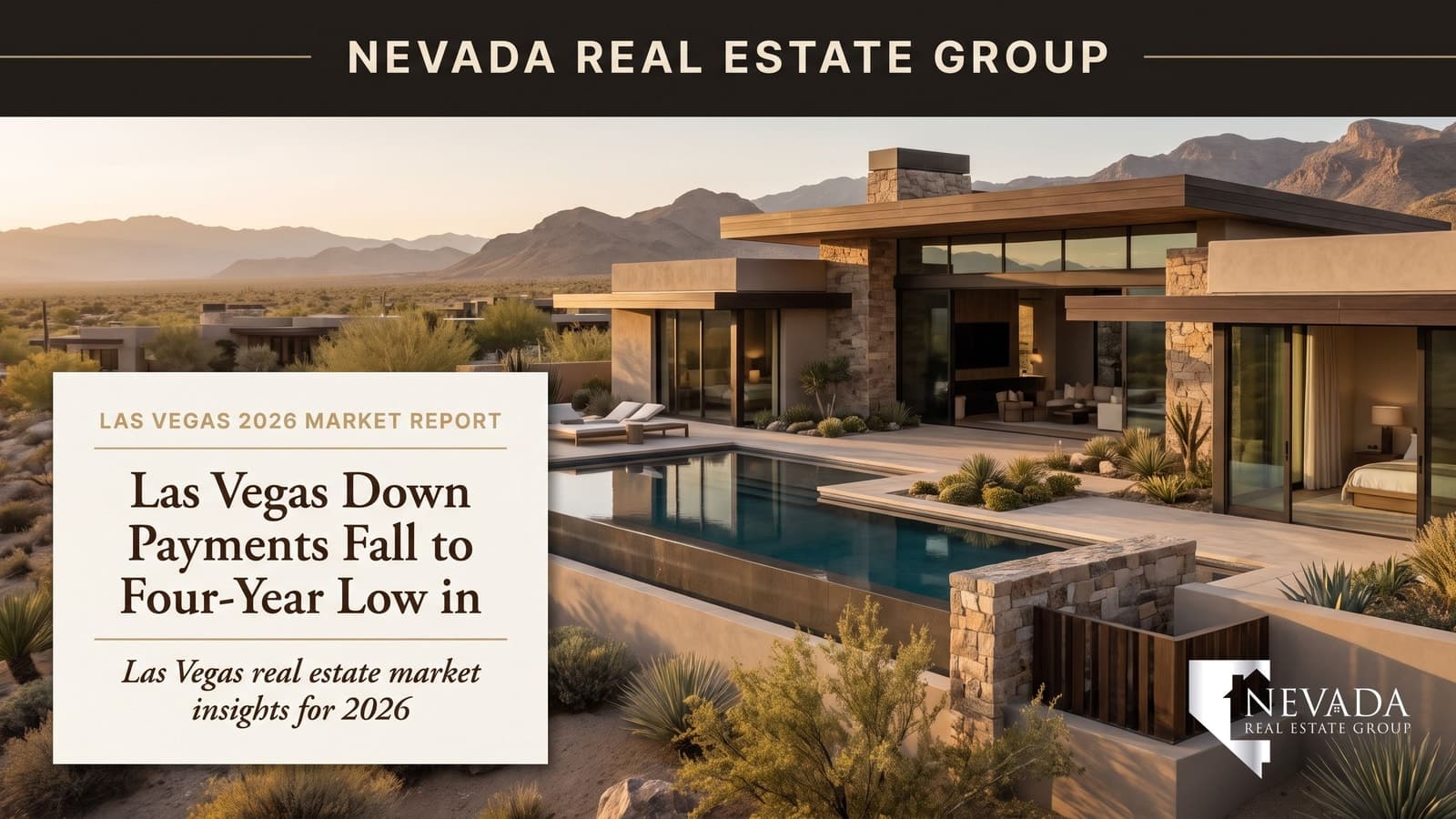 Las Vegas residential street at golden hour with new homes — down payment trends 2026