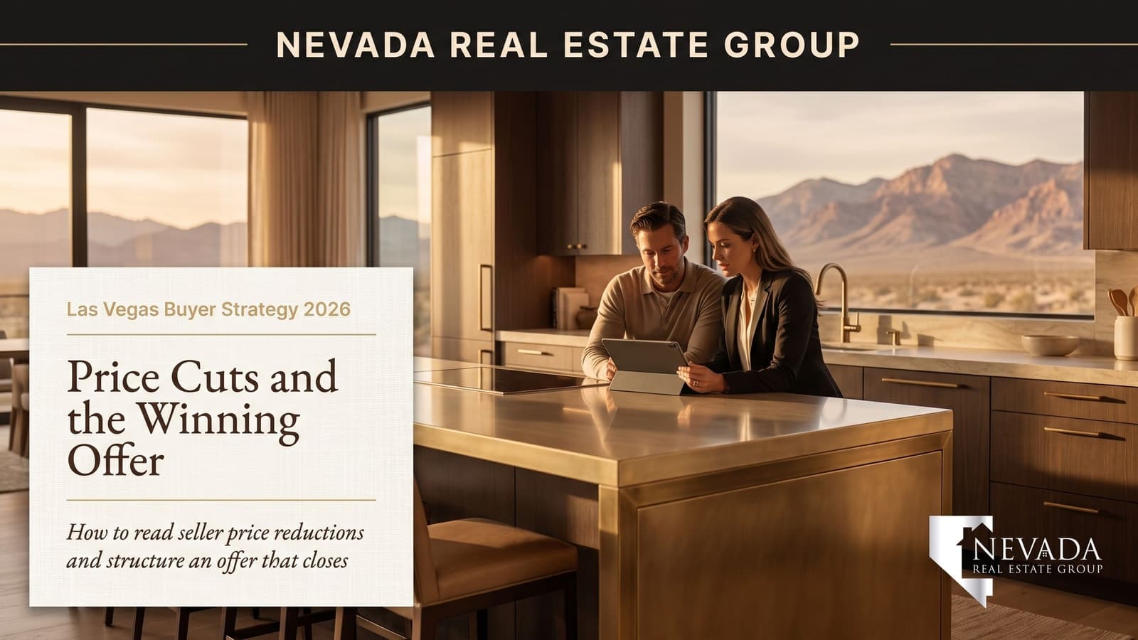 Las Vegas buyer and agent reviewing a price-reduced listing and offer strategy 2026