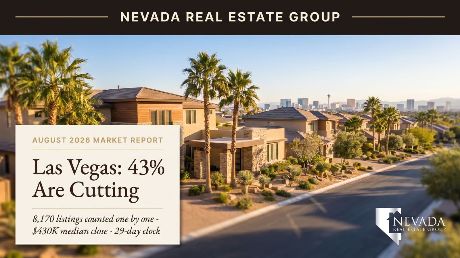 Las Vegas valley residential neighborhoods under summer sky representing the August 2026 housing market