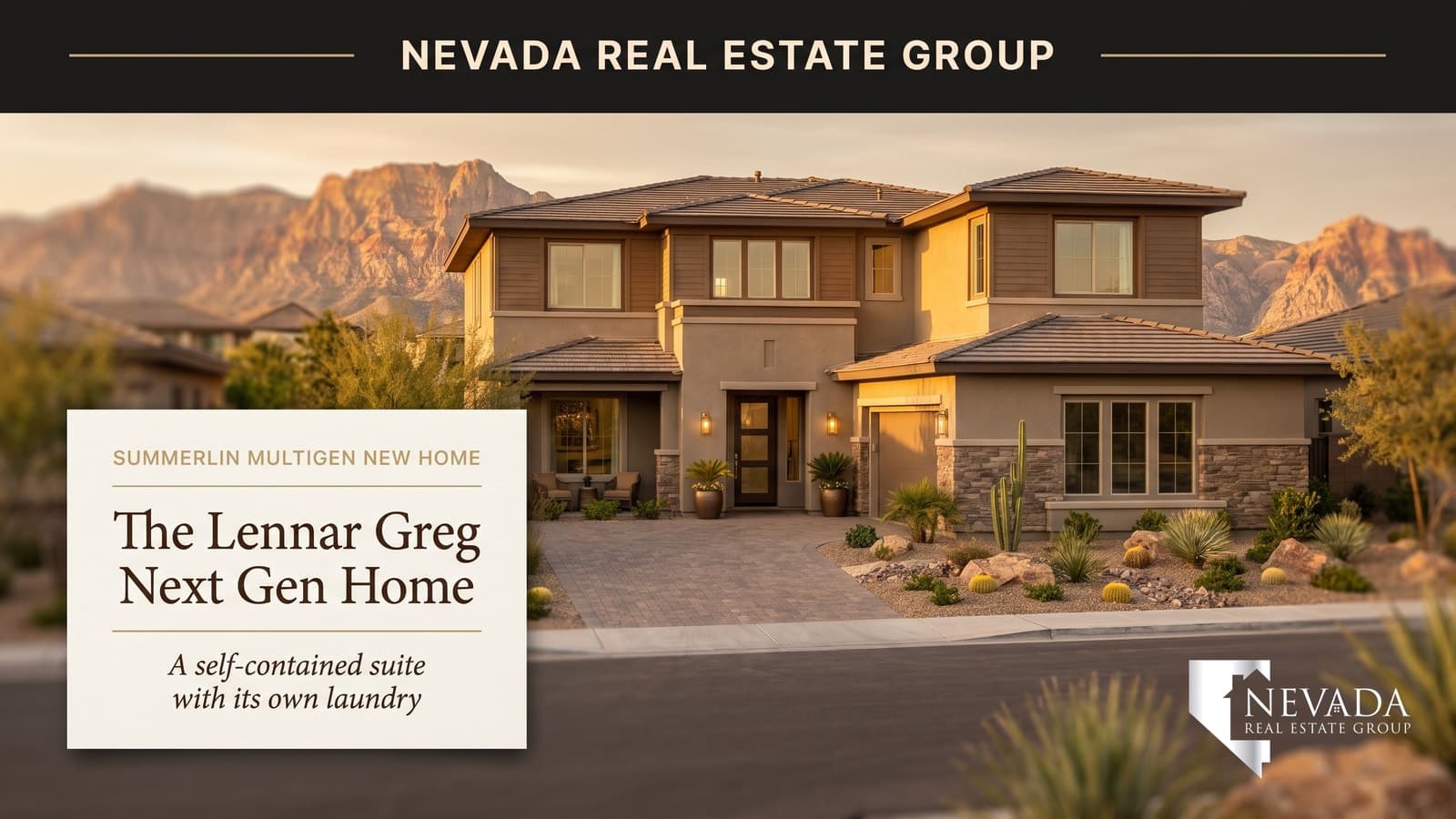 The Lennar Greg Next Gen — a two-story Summerlin home at Mockingbird with a self-contained multigenerational suite, Las Vegas 2026