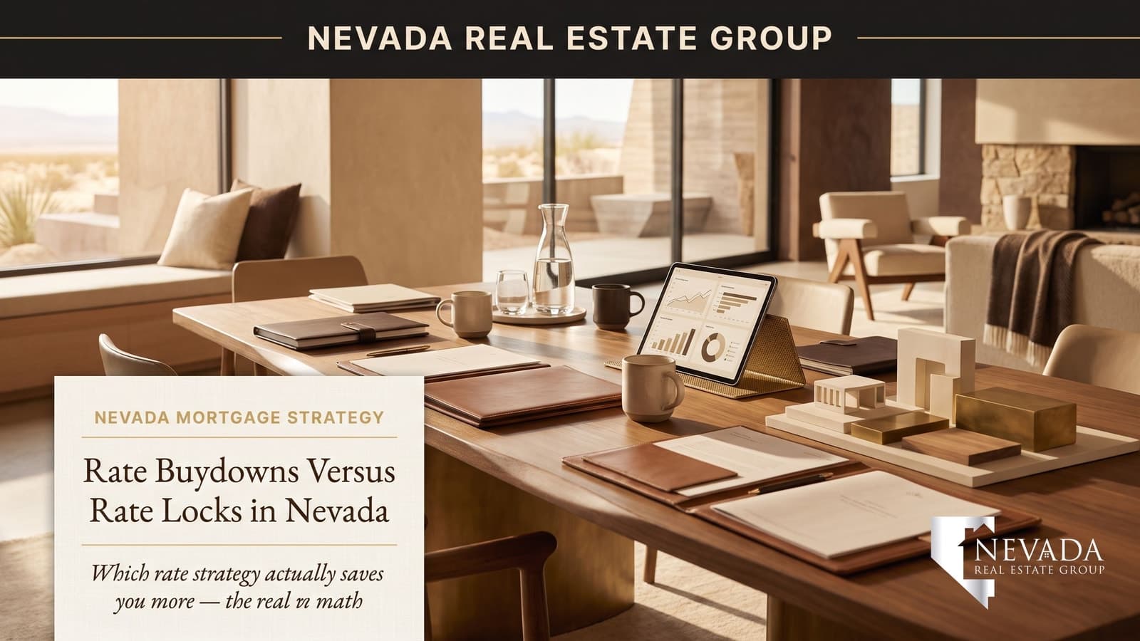 Nevada homebuyers comparing mortgage rate buydown and rate lock options with a lender in 2026