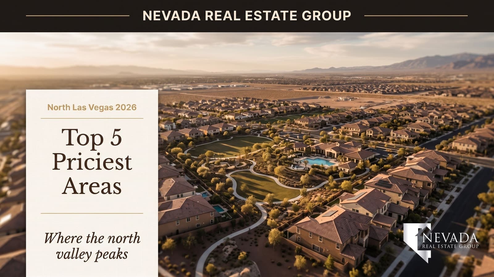 Night aerial of the Aliante area of North Las Vegas showing lit residential streets and the resort, in the valley's most affordable major submarket