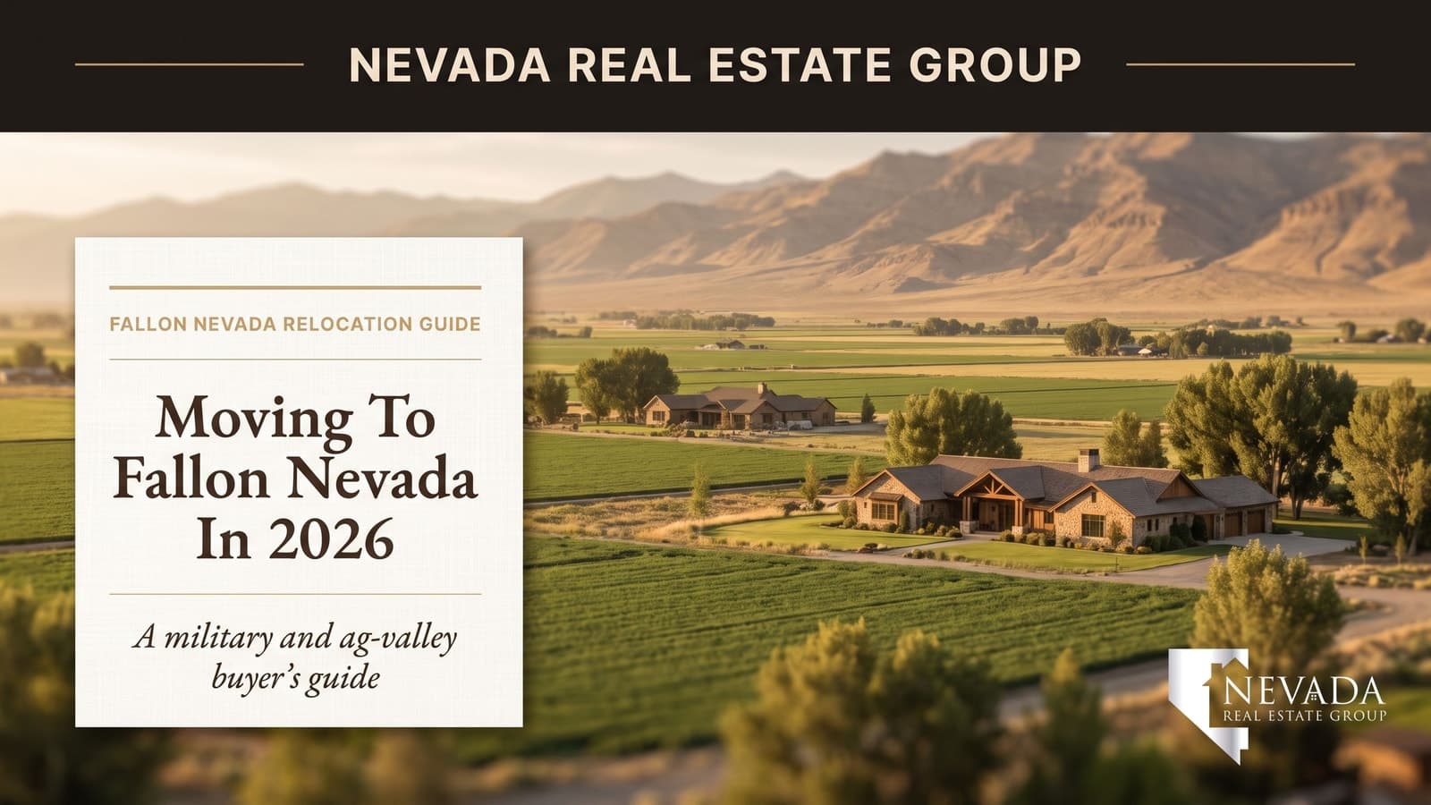 Irrigated green farmland and single-family homes in Fallon Nevada, the Oasis of Nevada in Churchill County near Naval Air Station Fallon