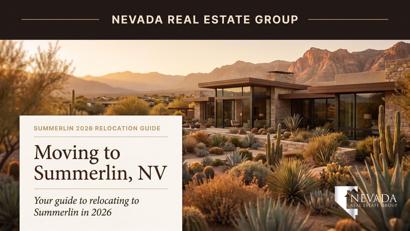 Summerlin master-planned community on the western rim of the Las Vegas valley with Red Rock Canyon escarpment behind — moving to Summerlin 2026 relocation guide