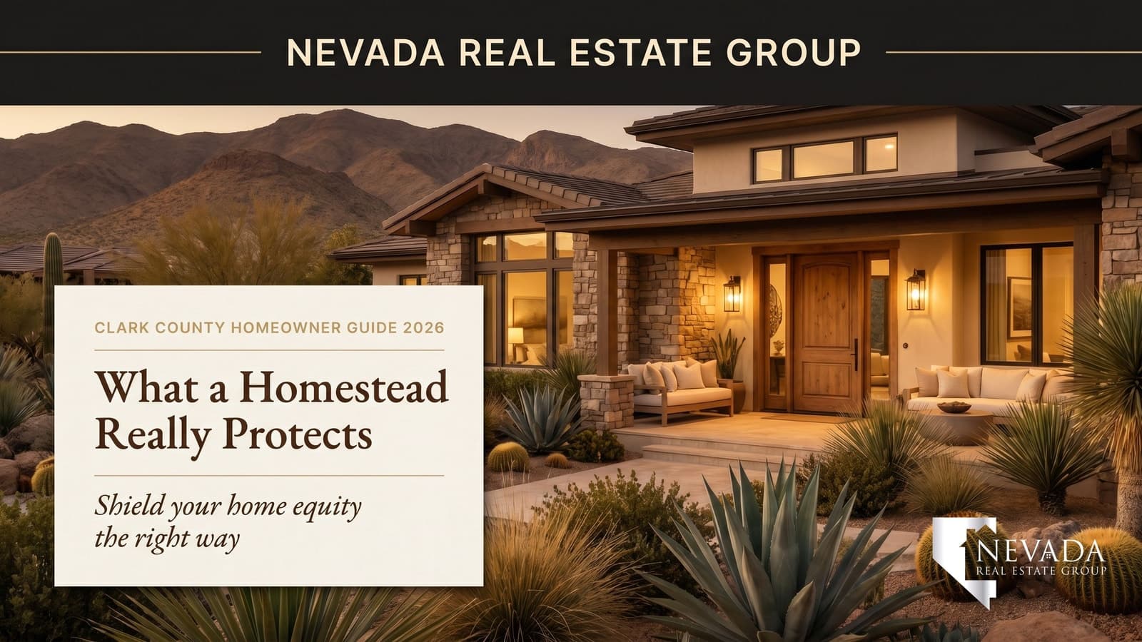 Las Vegas Nevada single-family home neighborhood at dusk — Clark County homestead declaration equity protection guide 2026