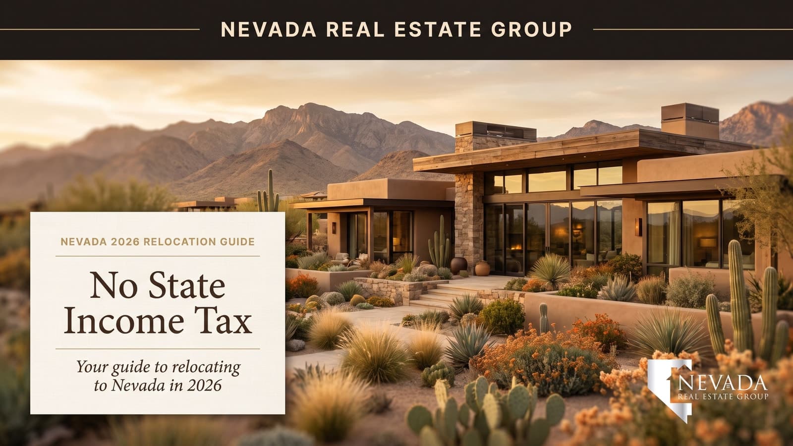 Las Vegas skyline at dusk from above — Nevada no state income tax relocation guide 2026