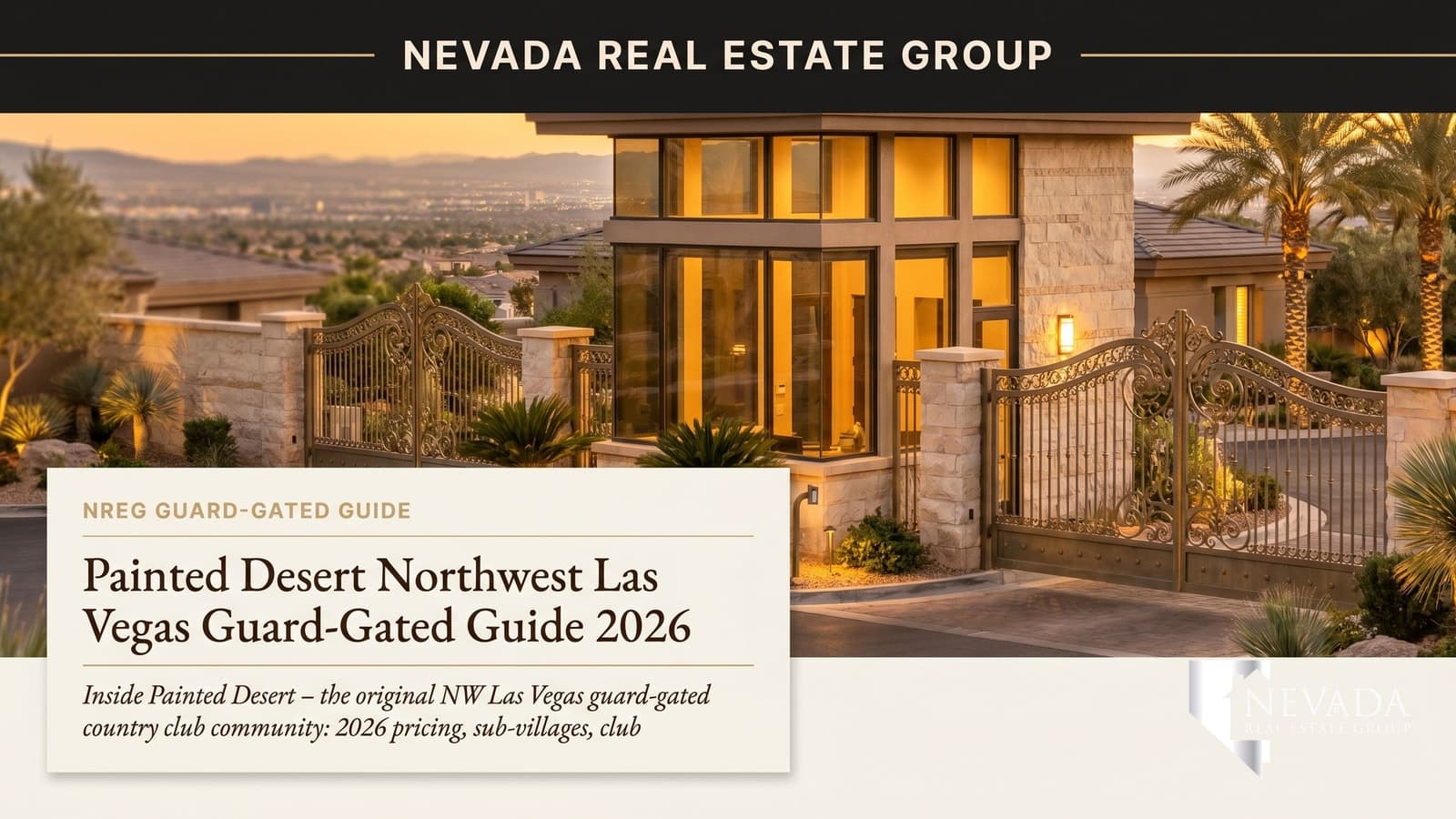 Painted Desert northwest Las Vegas guard-gated country club community with golf course and Sheep Range backdrop