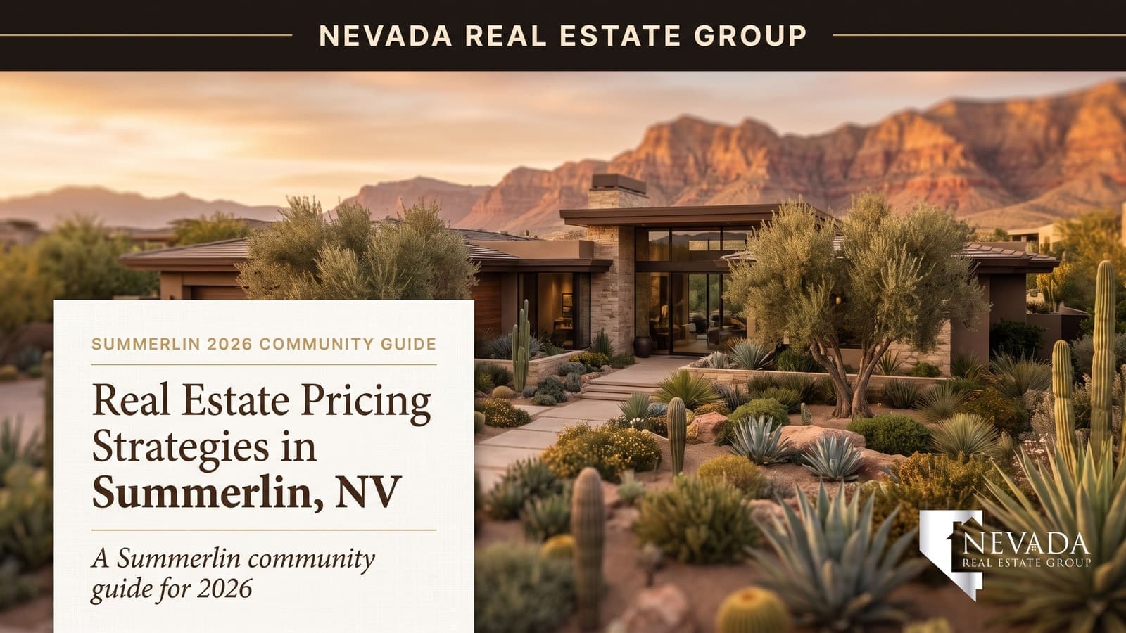 Summerlin Las Vegas master-planned village with tile-roof homes and the Red Rock escarpment behind, illustrating village-level pricing strategy