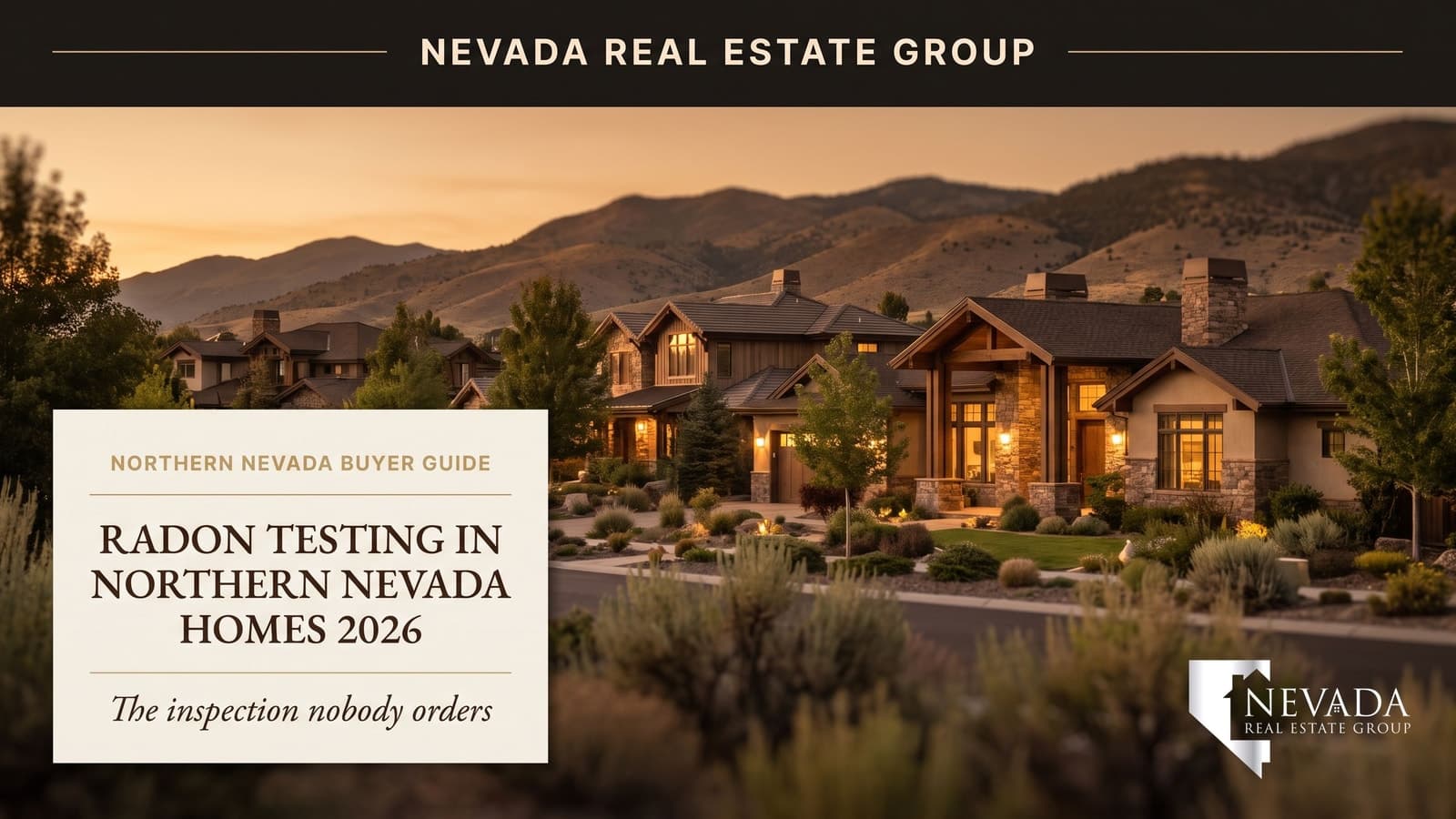 Homes in a Northern Nevada neighborhood below the Sierra Nevada foothills at dusk