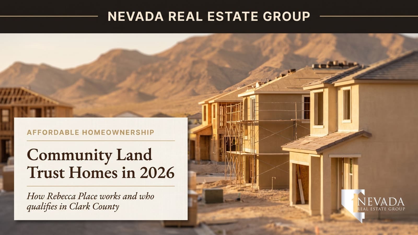 New single-family starter homes under construction in northwest Las Vegas, the setting for Rebecca Place, Clark County's first community land trust development in 2026