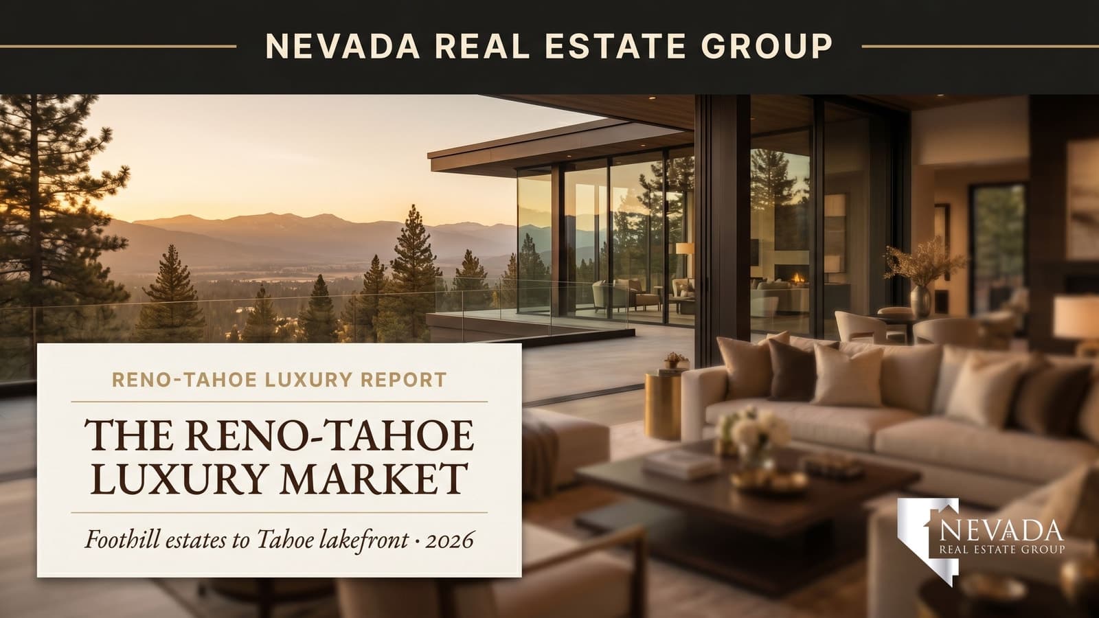 Luxury home with Sierra Nevada and Reno-Tahoe views at dusk — 2026 Reno luxury real estate market report