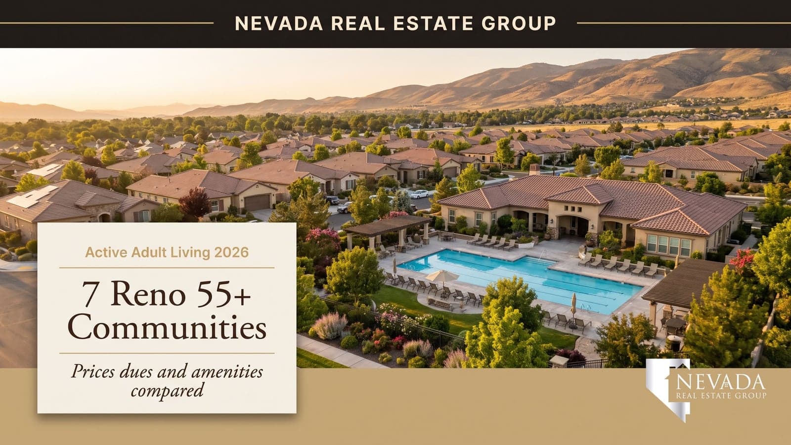 Aerial view of the Somersett master plan in northwest Reno, Nevada, home to Sierra Canyon by Del Webb, the largest 55+ active adult community in Northern Nevada