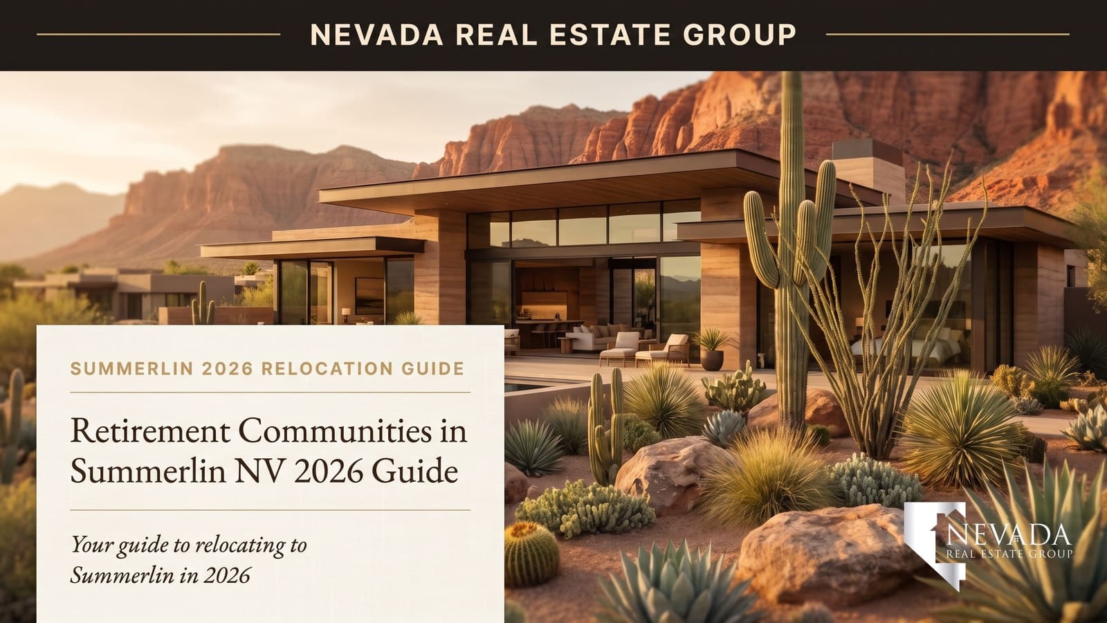 Aerial view of Summerlin 55-plus active adult community with Red Rock Canyon escarpment in the background, Las Vegas, Nevada 2026