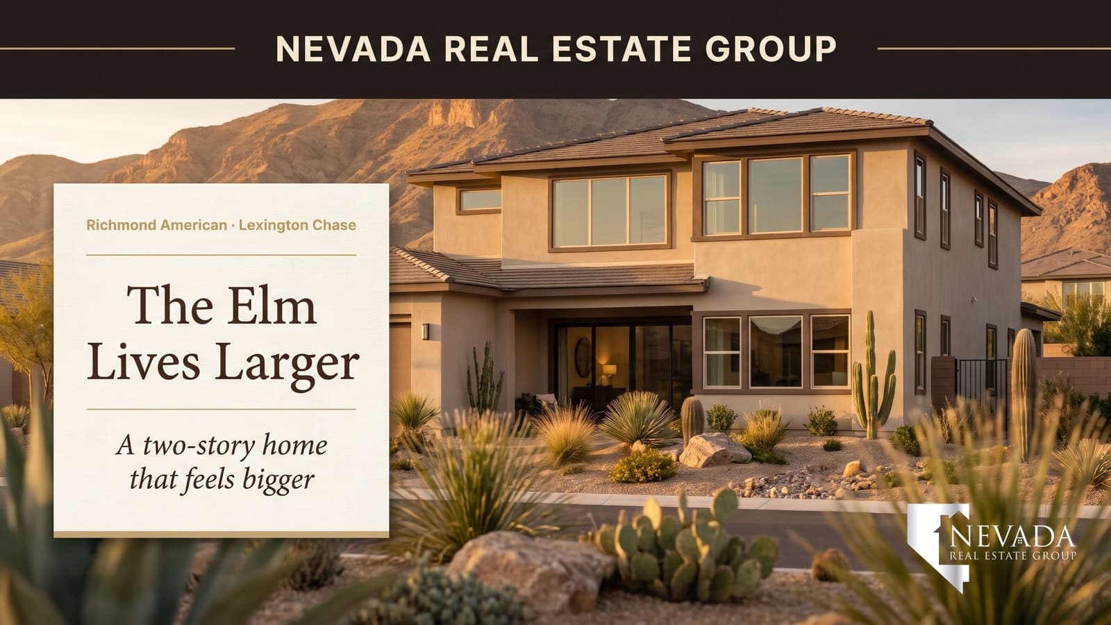 Richmond American Elm — a two-story home at Lexington Chase in southwest Las Vegas that feels bigger than its square footage, 2026