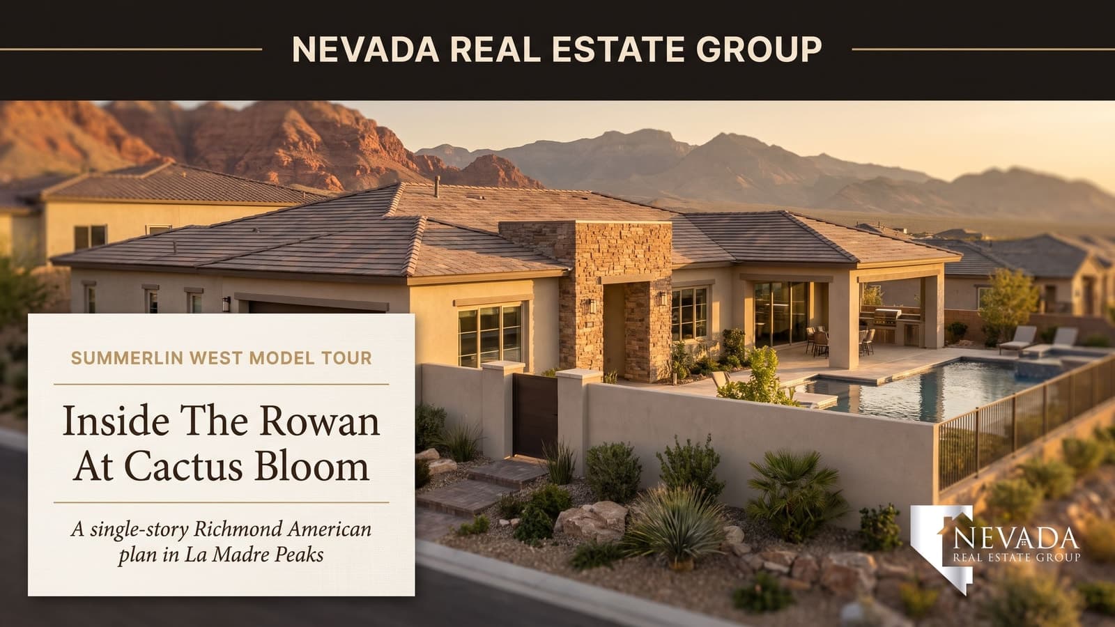 Nevada Real Estate Group cover illustration for the Richmond American Rowan model tour at Cactus Bloom in Summerlin West, Las Vegas