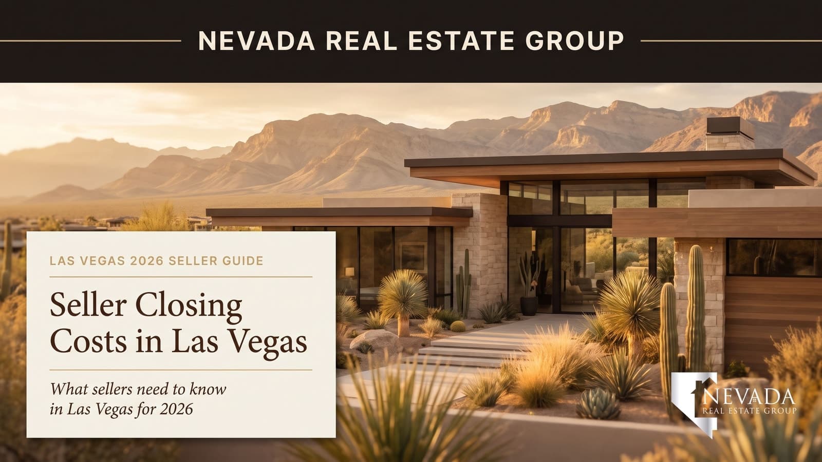 Las Vegas residential neighborhood at sunset with for-sale sign in front yard