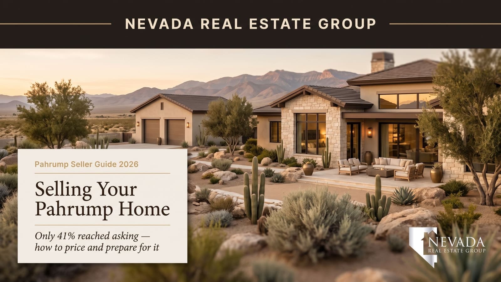 View across the Pahrump Valley in Nye County Nevada showing rural residential properties, illustrating the 2026 home selling process