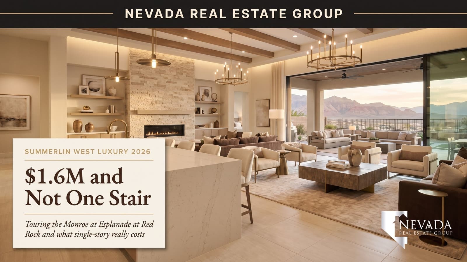 Single-story luxury home great room in Summerlin West with mountain views — Nevada Real Estate Group 2026 buyer guide