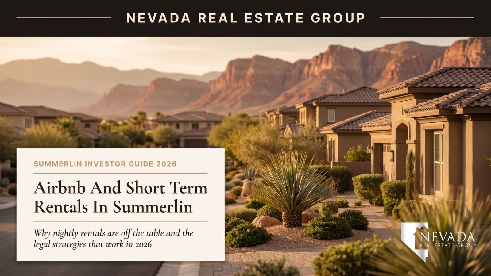 Summerlin Las Vegas master-planned community at golden hour — Airbnb and short-term rental rules 2026
