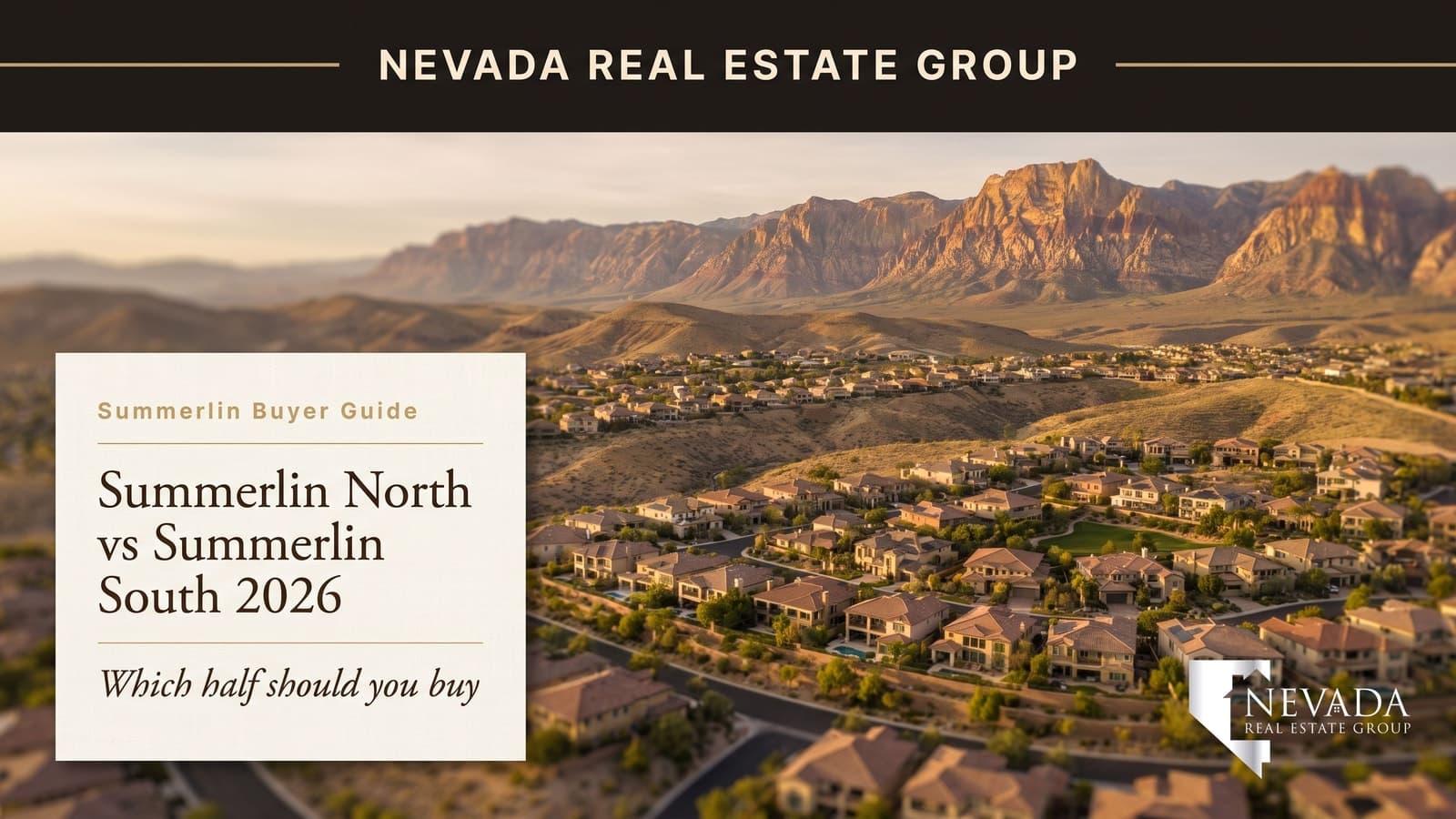 Aerial view of Summerlin Las Vegas with the Red Rock escarpment behind the master-planned villages