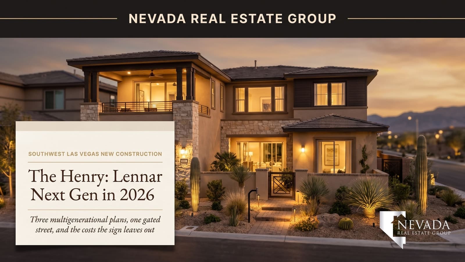 Two-story Lennar Next Gen home with a private attached suite entrance at The Henry in southwest Las Vegas, Nevada 89148
