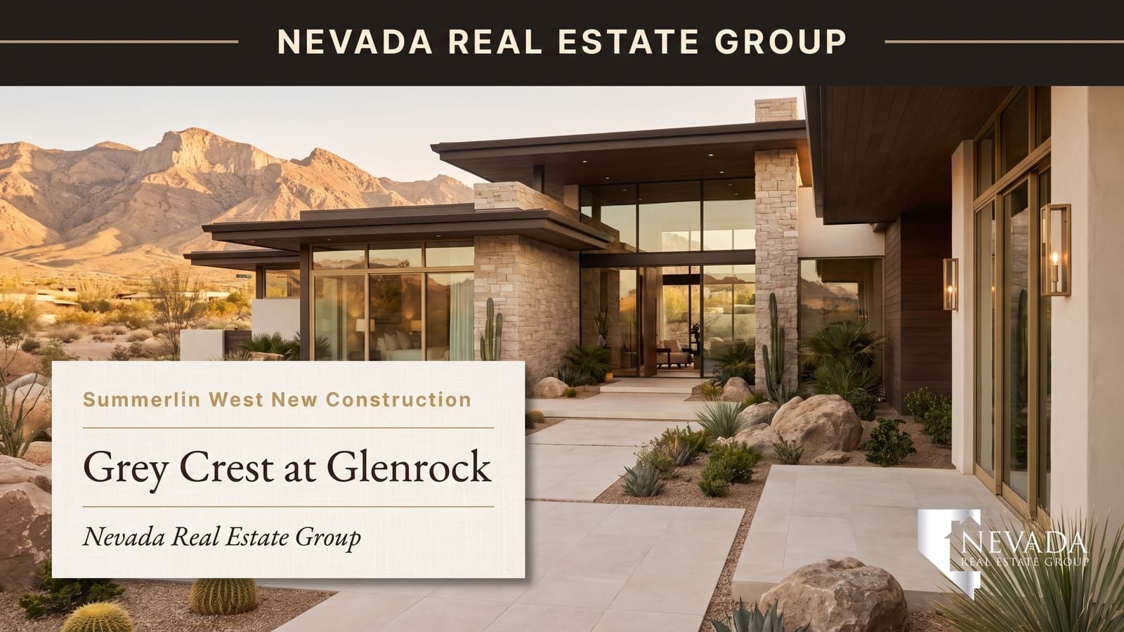Toll Brothers luxury new-construction home in Glenrock at Grand Park Village, Summerlin West Las Vegas, with the Spring Mountains behind