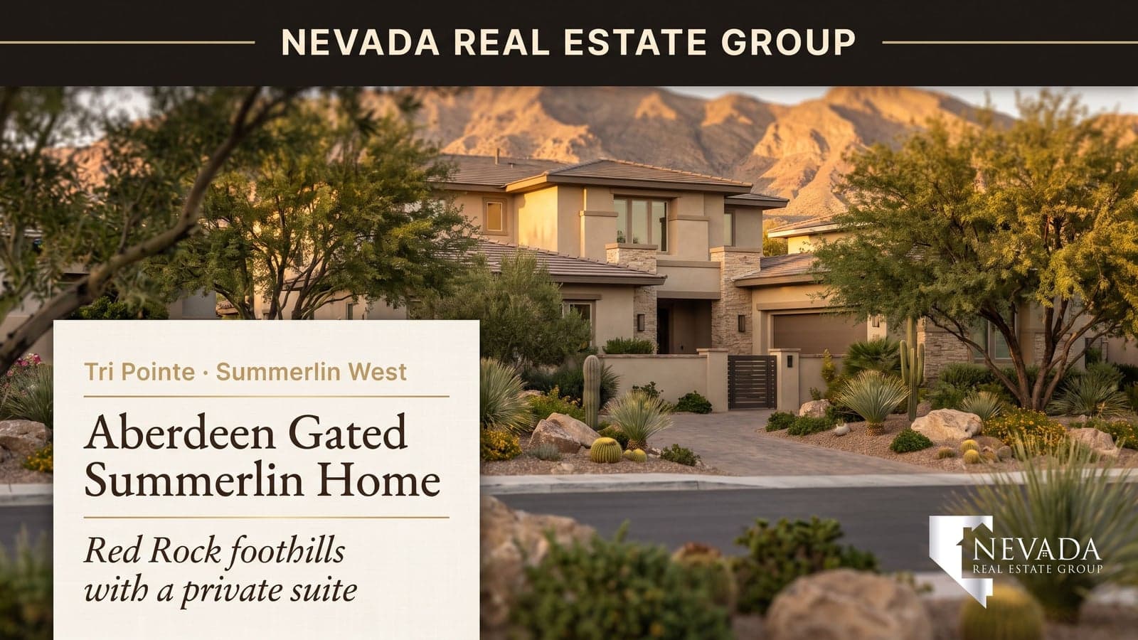 Tri Pointe Aberdeen Plan 3 — a gated two-story home in Summerlin West in the Red Rock foothills, Las Vegas 2026