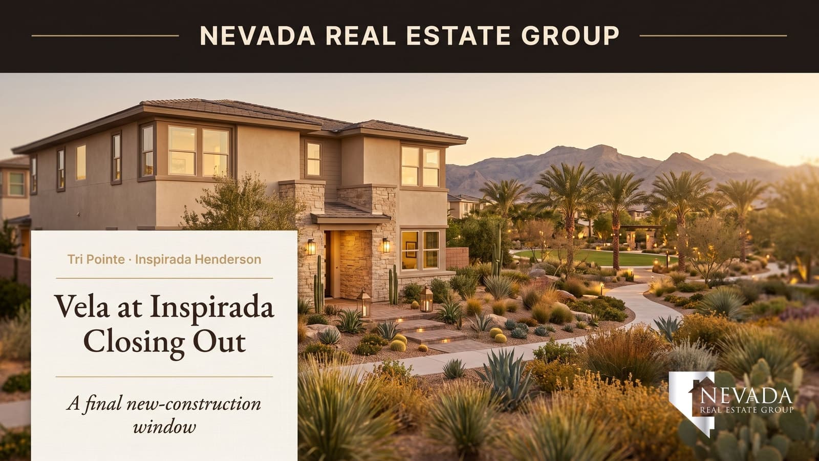 Tri Pointe Vela Plan 3 — a two-story home at Inspirada in Henderson in the master plan's final new-construction window, Las Vegas 2026