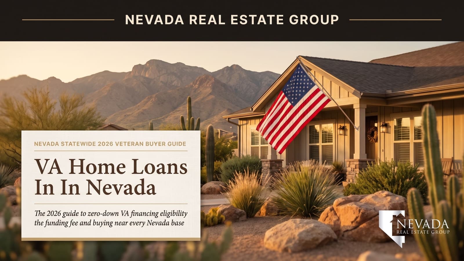 American home with a flag at golden hour — VA home loans in Nevada 2026 buyer guide